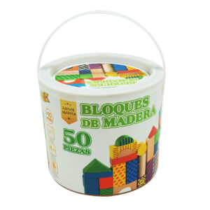 CUBO CON 50 PIEZAS CONSTRUCCION MADERA