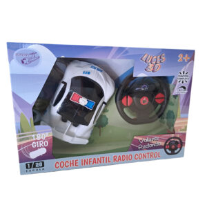 COCHE INFANTIL POLICIA RC 4 CANALES CON VOLANTE 1:20
