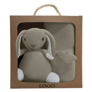 SET BEBE CONEJO  Y MANTA GRIS