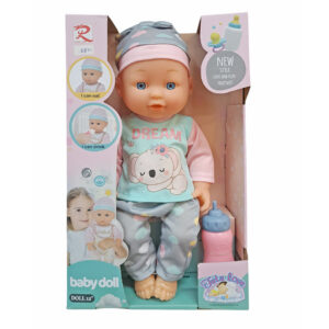 MUÑECO 30 CMS CON BIBERON CAJA ABIERTA