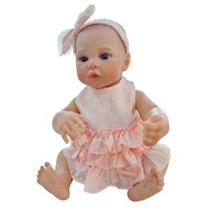 MUÑECO BEBE 50CM VINILO VESTIDO ROSA