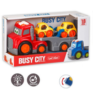 CAMION TRANSPORTACOCHES INFANTIL CON LUZ Y SONIDO