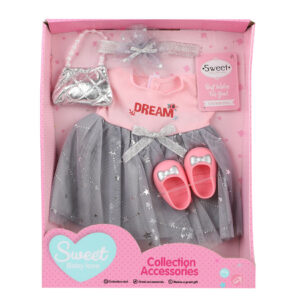 VESTIDO MUÑECA 12" CON CONPLEMENTOS EN CAJA